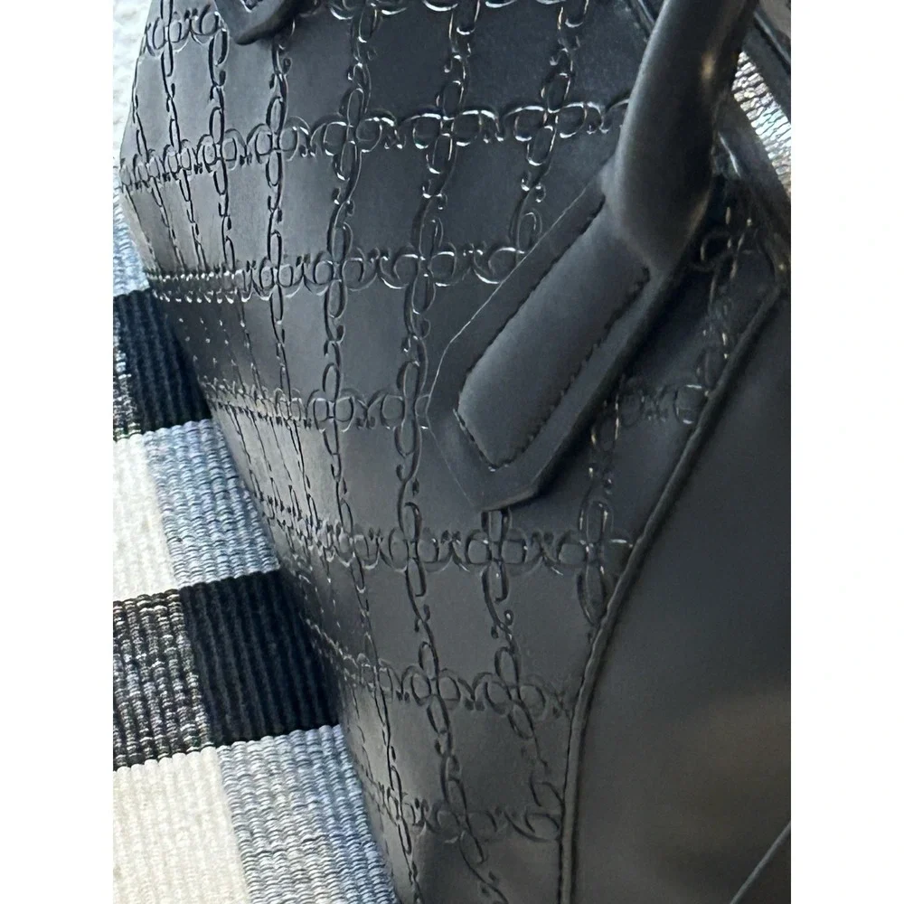 Nine West - Patterned - Solid Black - Satchel- Hand Bag W/Lock + Key Decor